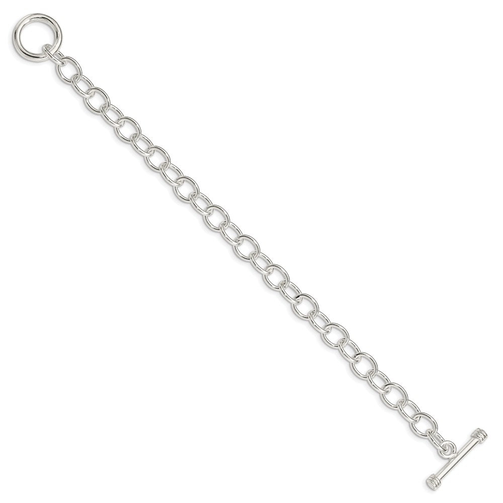 7.5 Inch Sterling Silver Polished Fancy Link Toggle Bracelet