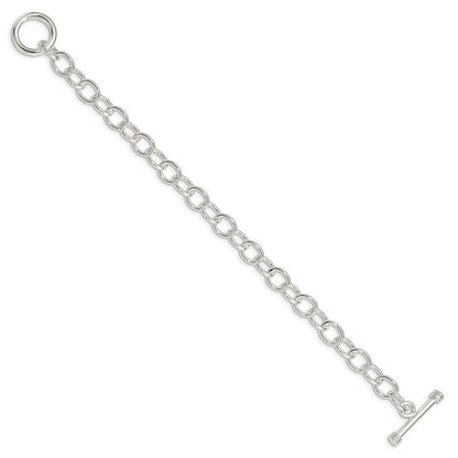 7.5 Inch Sterling Silver Polished Fancy Link Toggle Bracelet