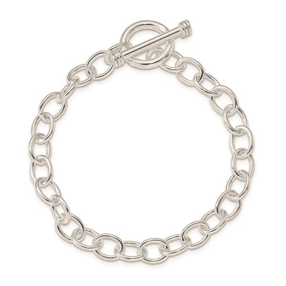7.5 Inch Sterling Silver Polished Fancy Link Toggle Bracelet