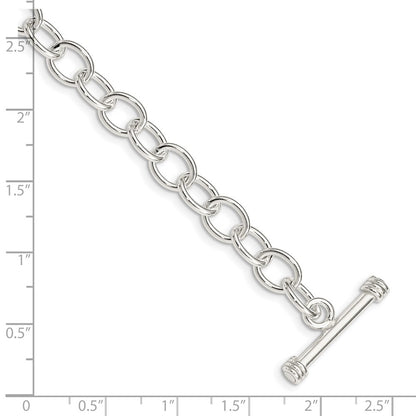 7.5 Inch Sterling Silver Polished Fancy Link Toggle Bracelet