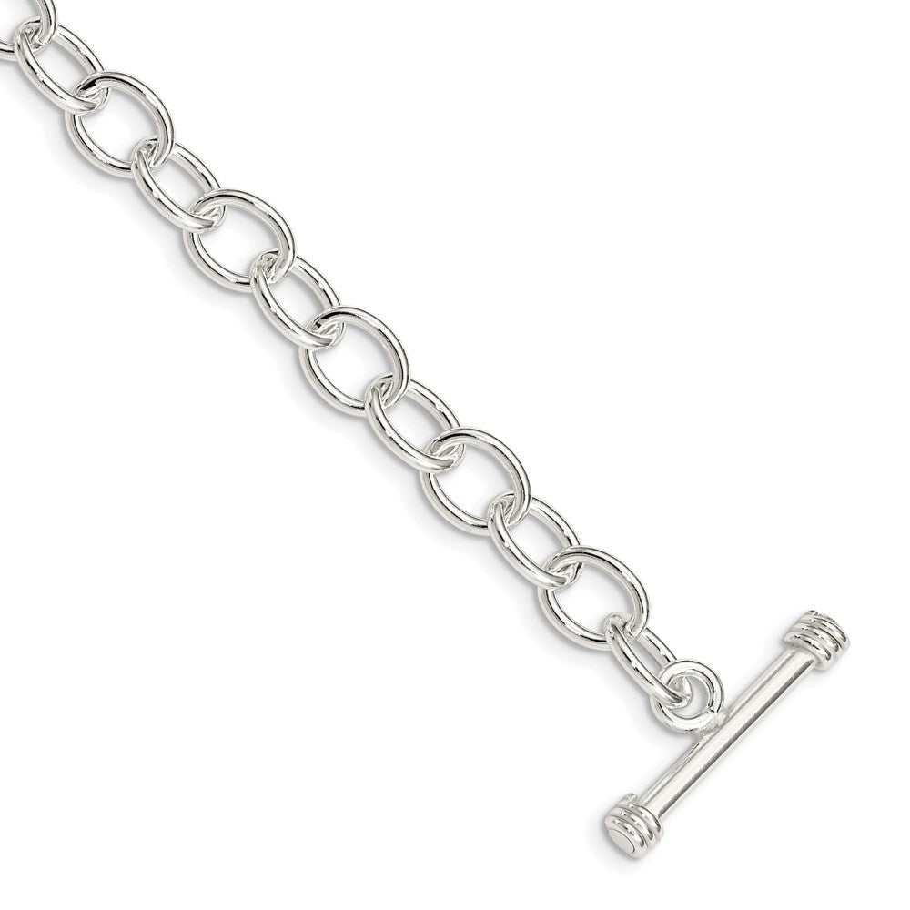 7.5 Inch Sterling Silver Polished Fancy Link Toggle Bracelet