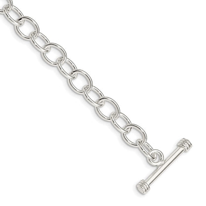 7.5 Inch Sterling Silver Polished Fancy Link Toggle Bracelet