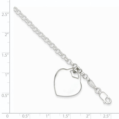 7 Inch Sterling Silver Engraveable Heart Bracelet