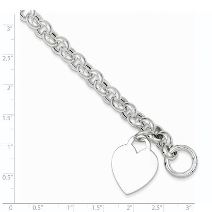 7.5 Inch Sterling Silver Engraveable Heart Toggle Bracelet