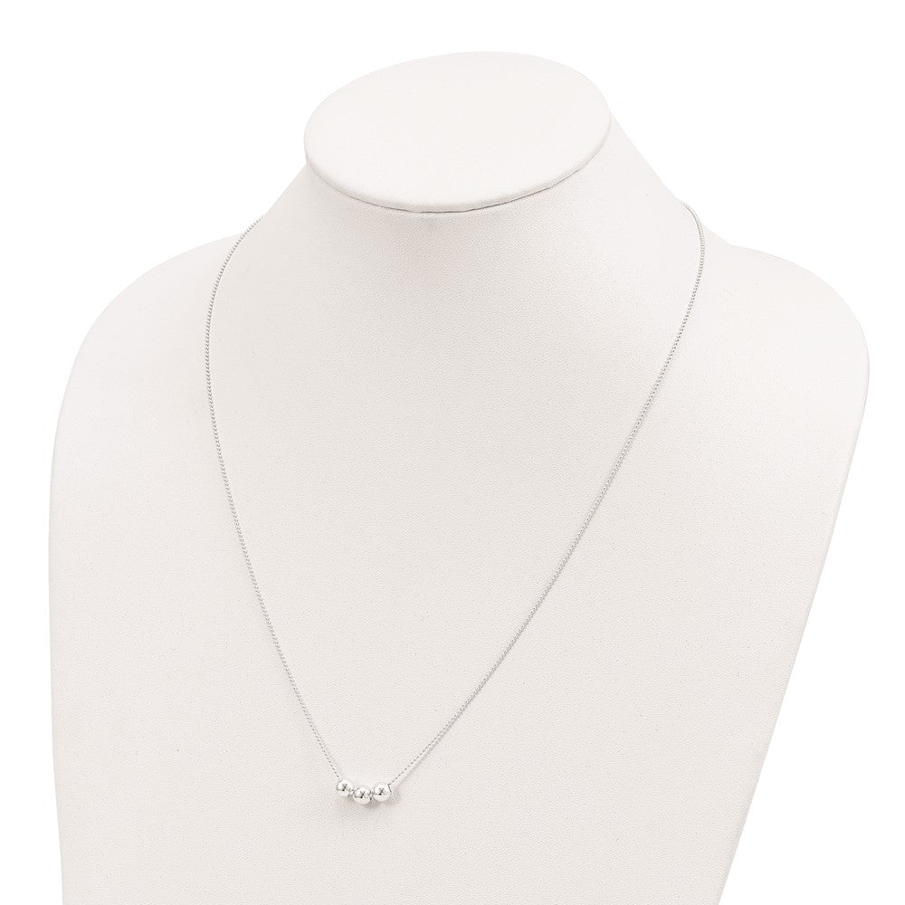 Sterling Silver Polished 3 Bead Necklace