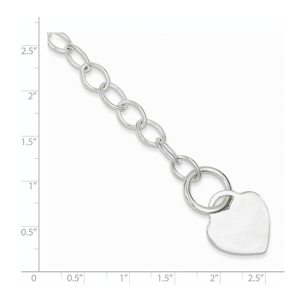 7.5 Inch Sterling Silver Toggle Link Engraveable Heart Bracelet