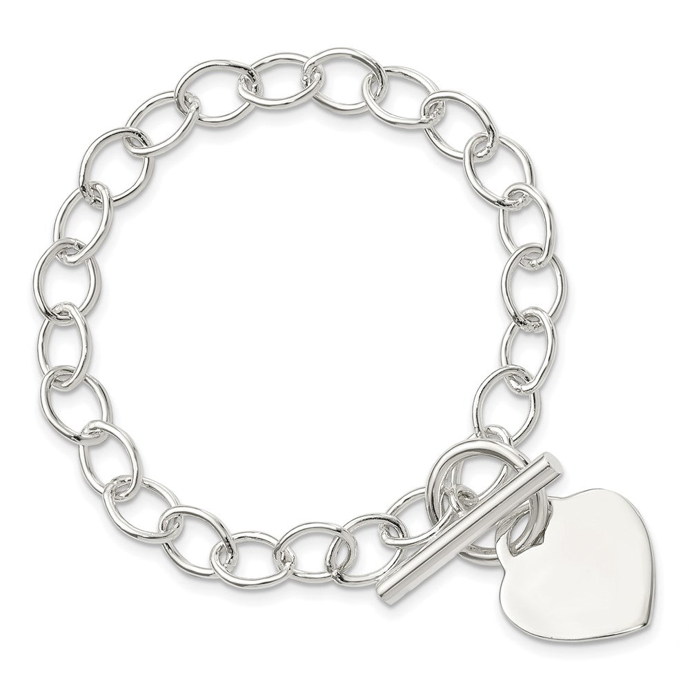 7.5 Inch Sterling Silver Toggle Link Engraveable Heart Bracelet