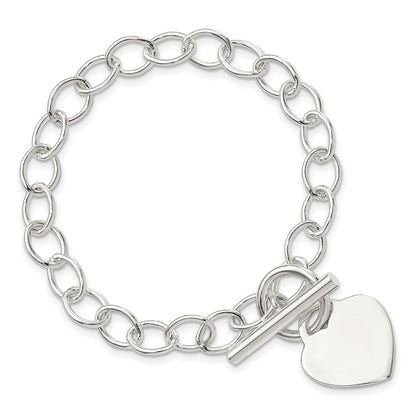 7.5 Inch Sterling Silver Toggle Link Engraveable Heart Bracelet
