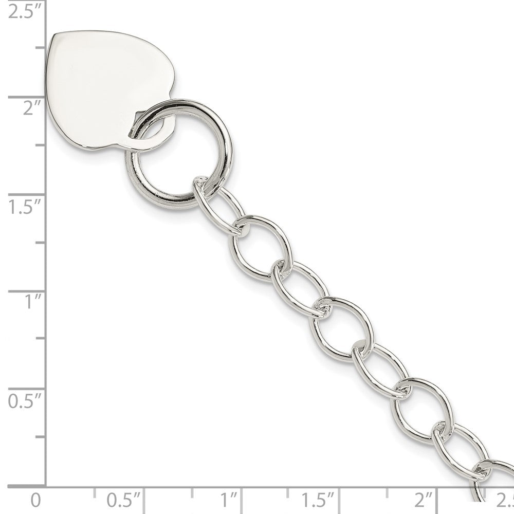 7.5 Inch Sterling Silver Toggle Link Engraveable Heart Bracelet