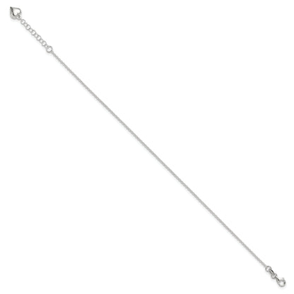 Sterling Silver Polished Heart 9In Plus 1In Ext. Anklet