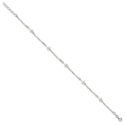 Sterling Silver Polished Dragonfly 8In Plus 1In Ext. Anklet