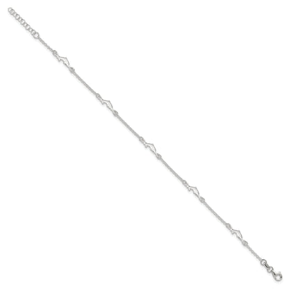Sterling Silver Polished Dolphin 9In Plus1In Ext. Anklet