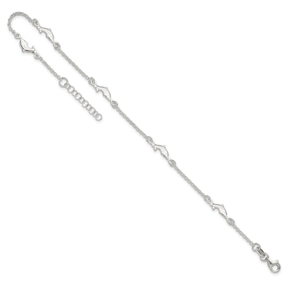 Sterling Silver Polished Dolphin 9In Plus1In Ext. Anklet