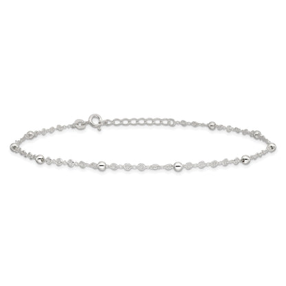 Sterling Silver 10In Plus 1In Ext. Anklet