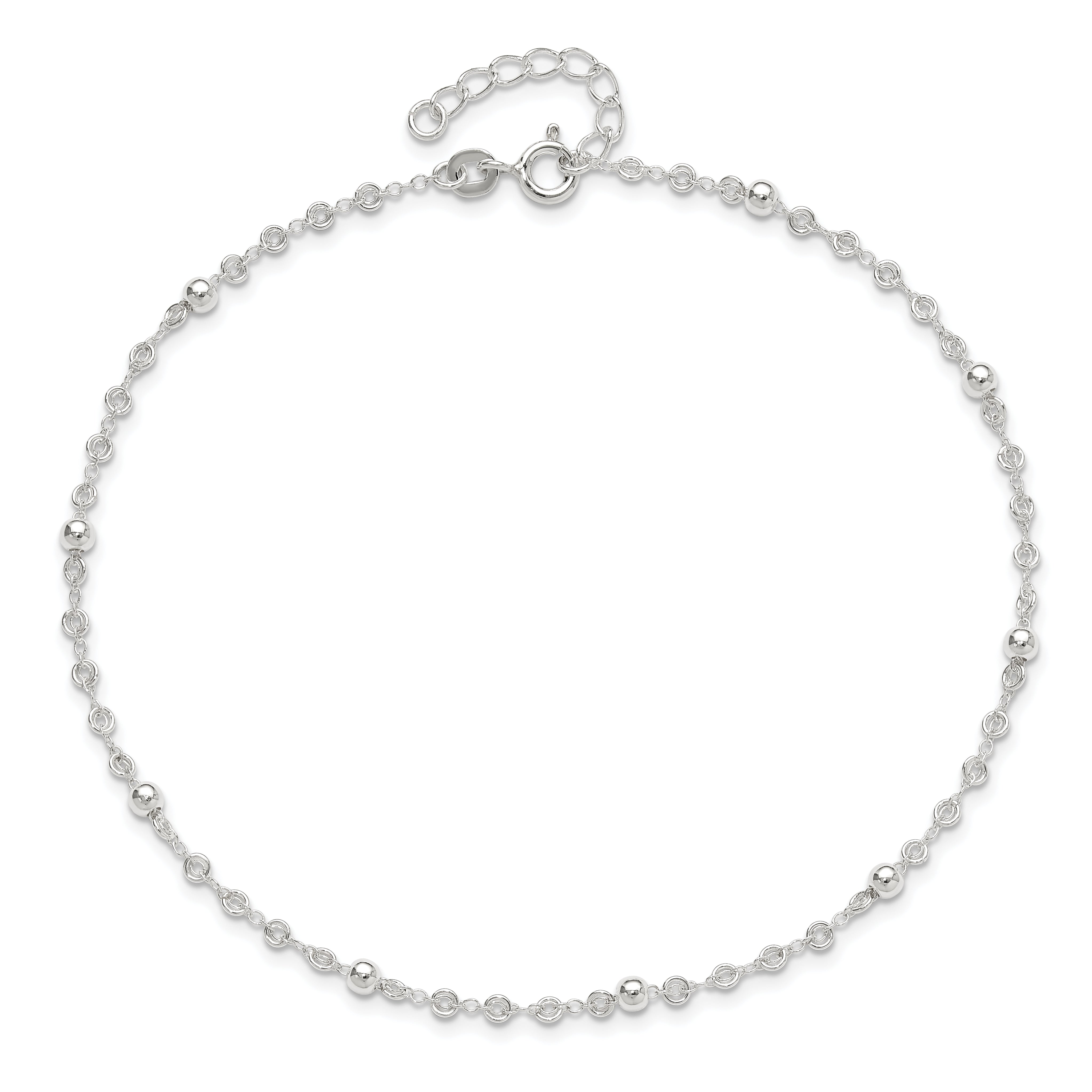 Sterling Silver 10In Plus 1In Ext. Anklet