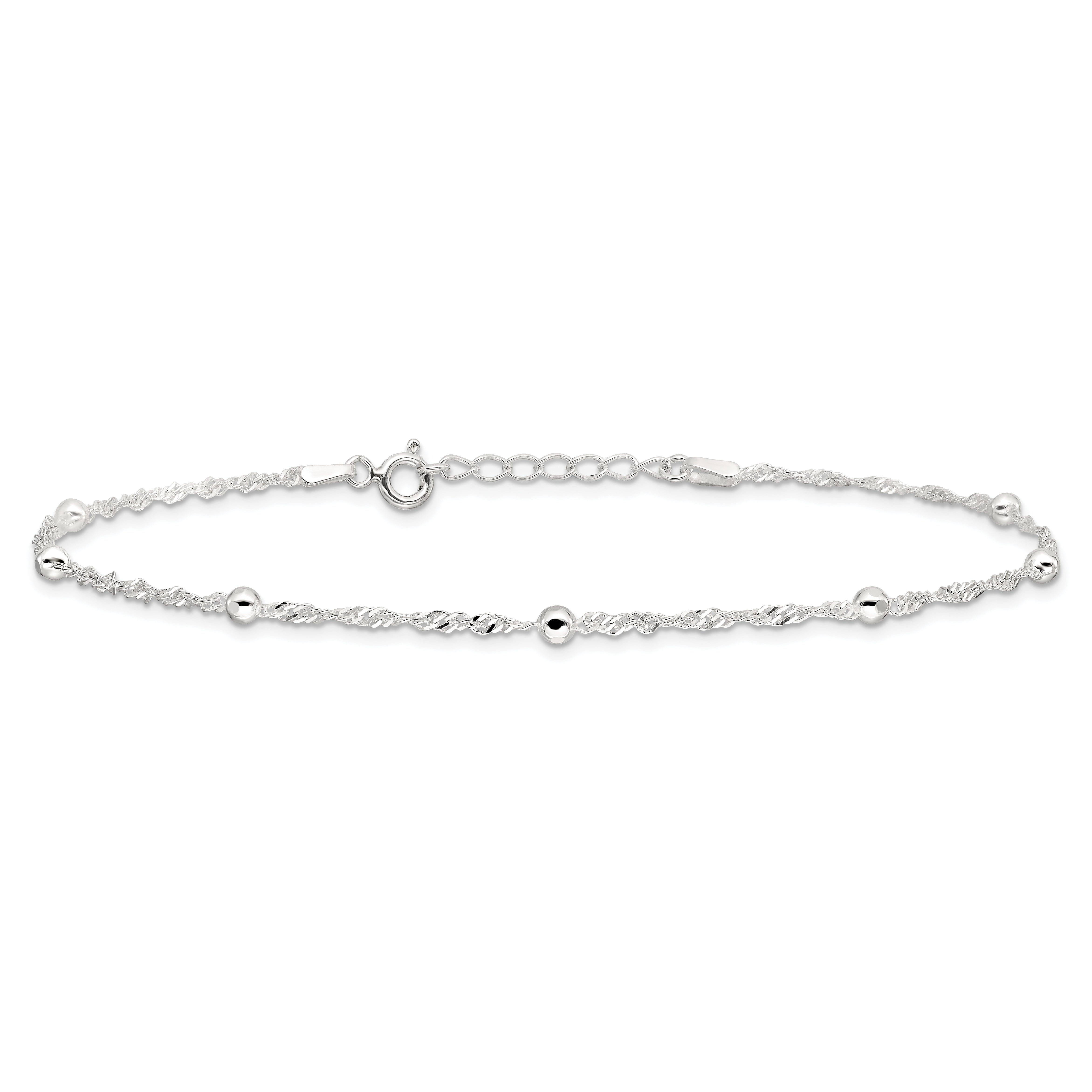 Sterling Silver 10In Plus 1In Ext. Anklet