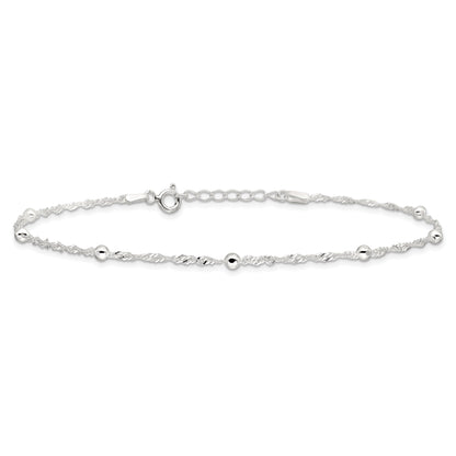 Sterling Silver 10In Plus 1In Ext. Anklet