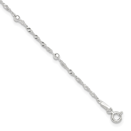 Sterling Silver 10In Plus 1In Ext. Anklet