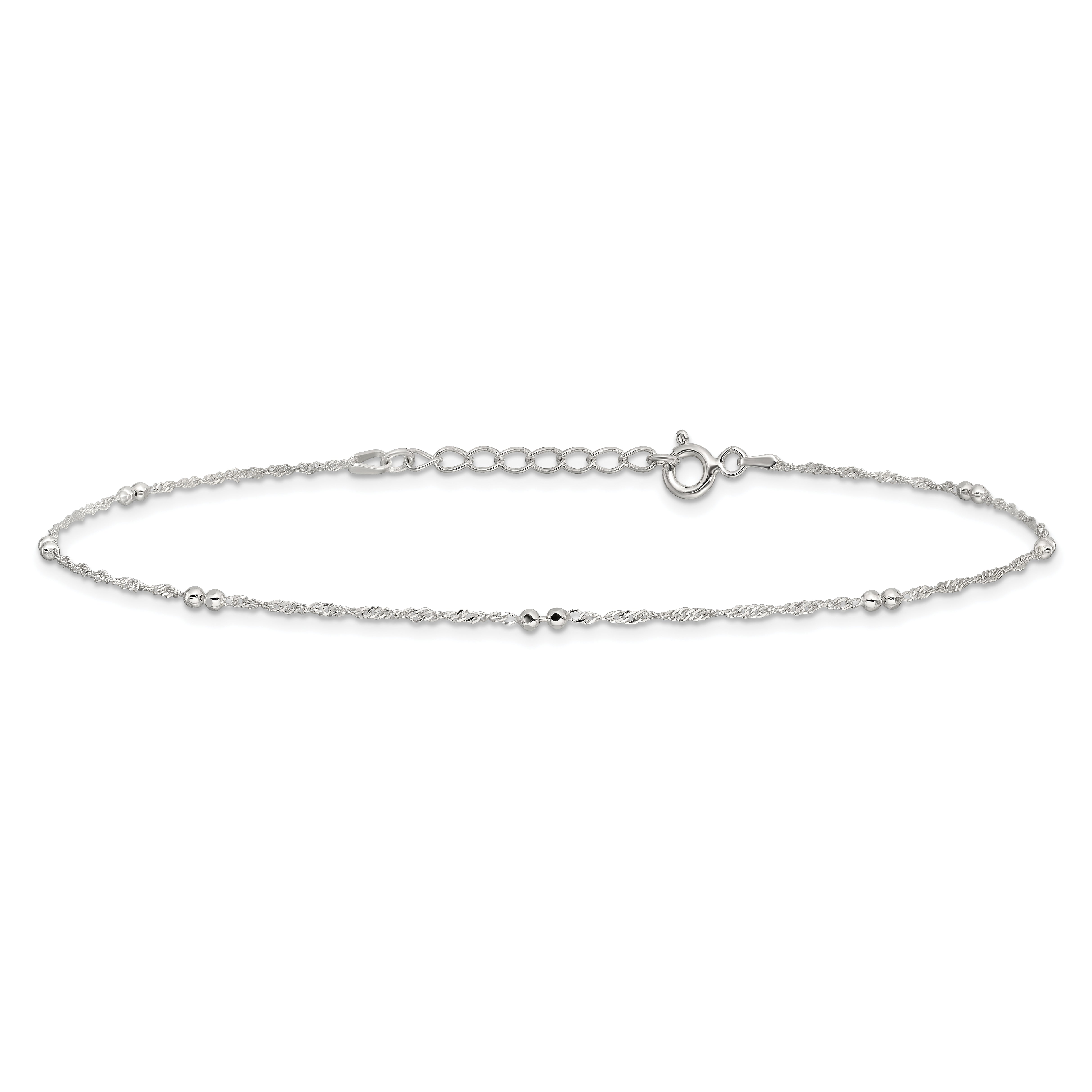 Sterling Silver 10In Plus 1In Ext. Anklet