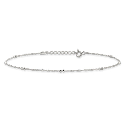Sterling Silver 10In Plus 1In Ext. Anklet