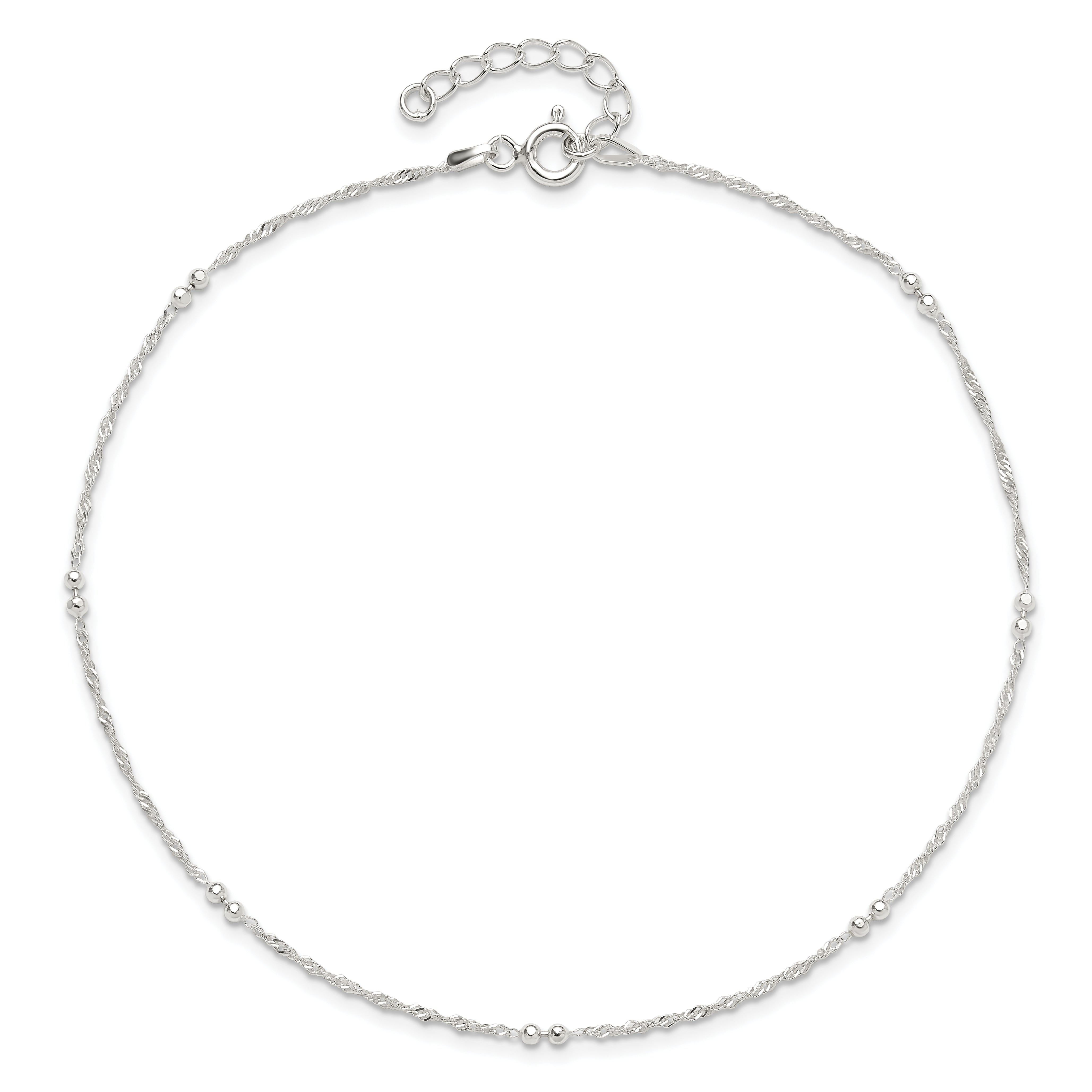 Sterling Silver 10In Plus 1In Ext. Anklet