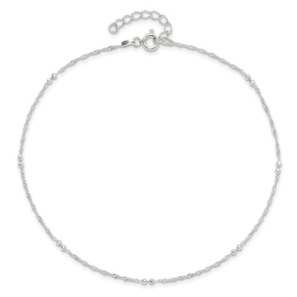 Sterling Silver 10In Plus 1In Ext. Anklet
