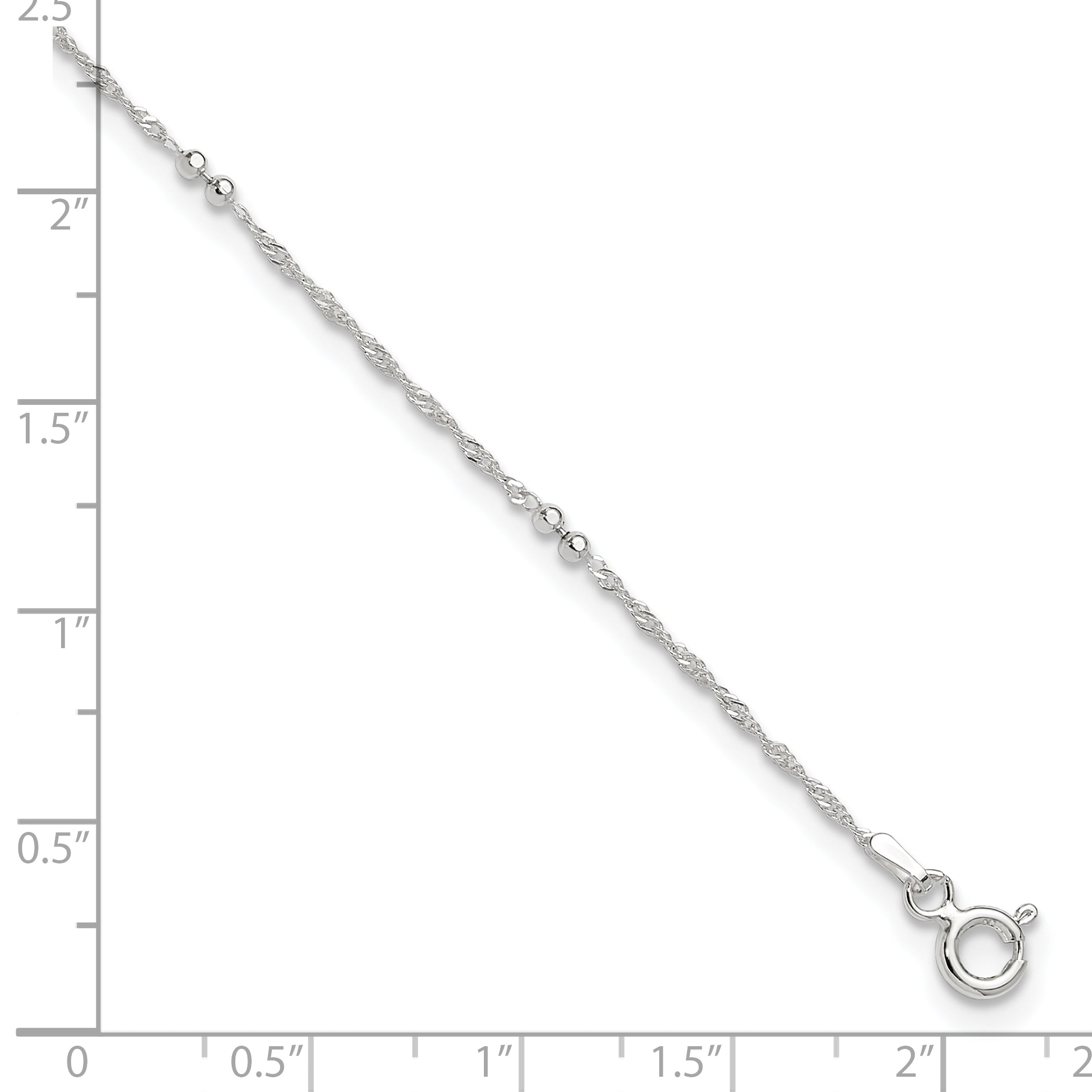 Sterling Silver 10In Plus 1In Ext. Anklet