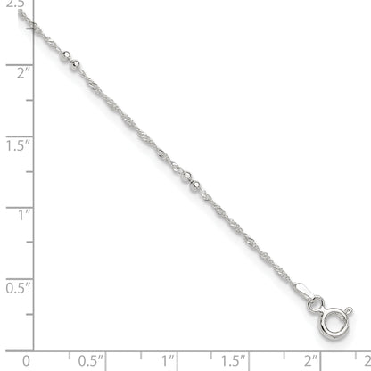 Sterling Silver 10In Plus 1In Ext. Anklet