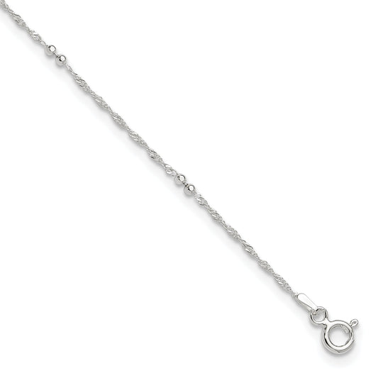Sterling Silver 10In Plus 1In Ext. Anklet
