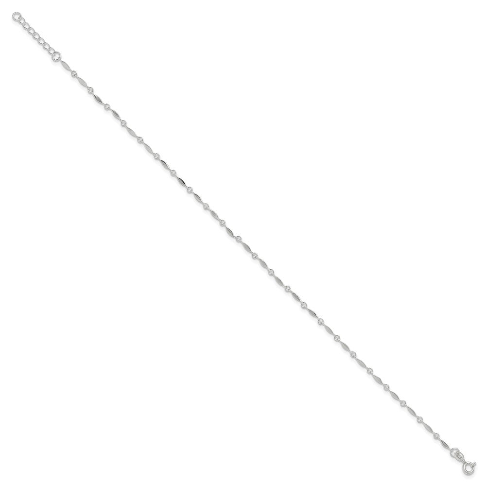 Sterling Silver 10In Plus1In Ext. Anklet