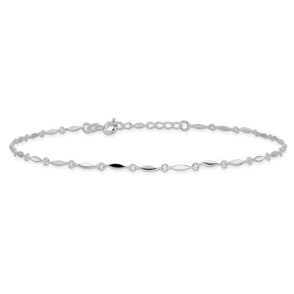 Sterling Silver 10In Plus1In Ext. Anklet