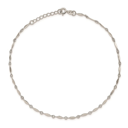 Sterling Silver 10In Plus1In Ext. Anklet