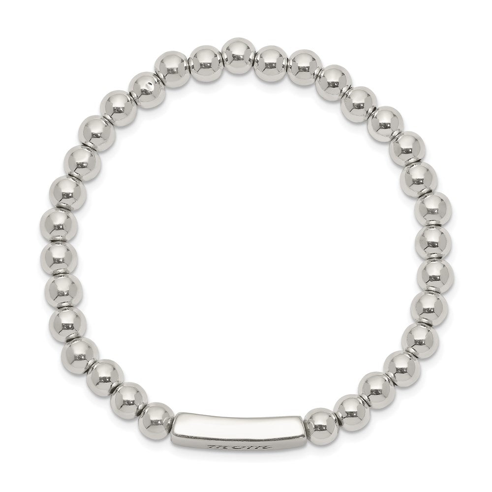 Sterling Silver Enameled Mom Stretch Bracelet