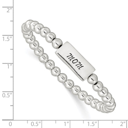 Sterling Silver Enameled Mom Stretch Bracelet