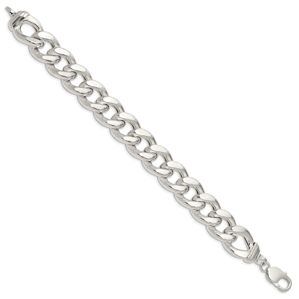 9 Inch Sterling Silver Hollow Polished Curb Bracelet