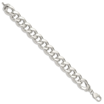 9 Inch Sterling Silver Hollow Polished Curb Bracelet