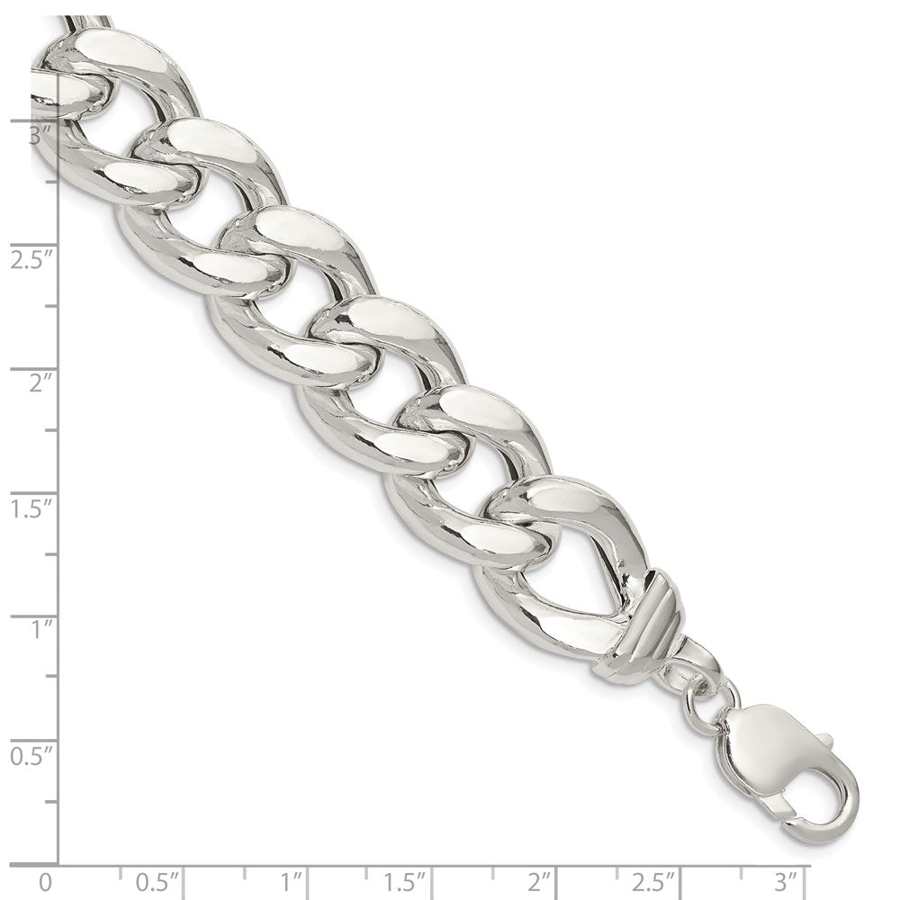 9 Inch Sterling Silver Hollow Polished Curb Bracelet