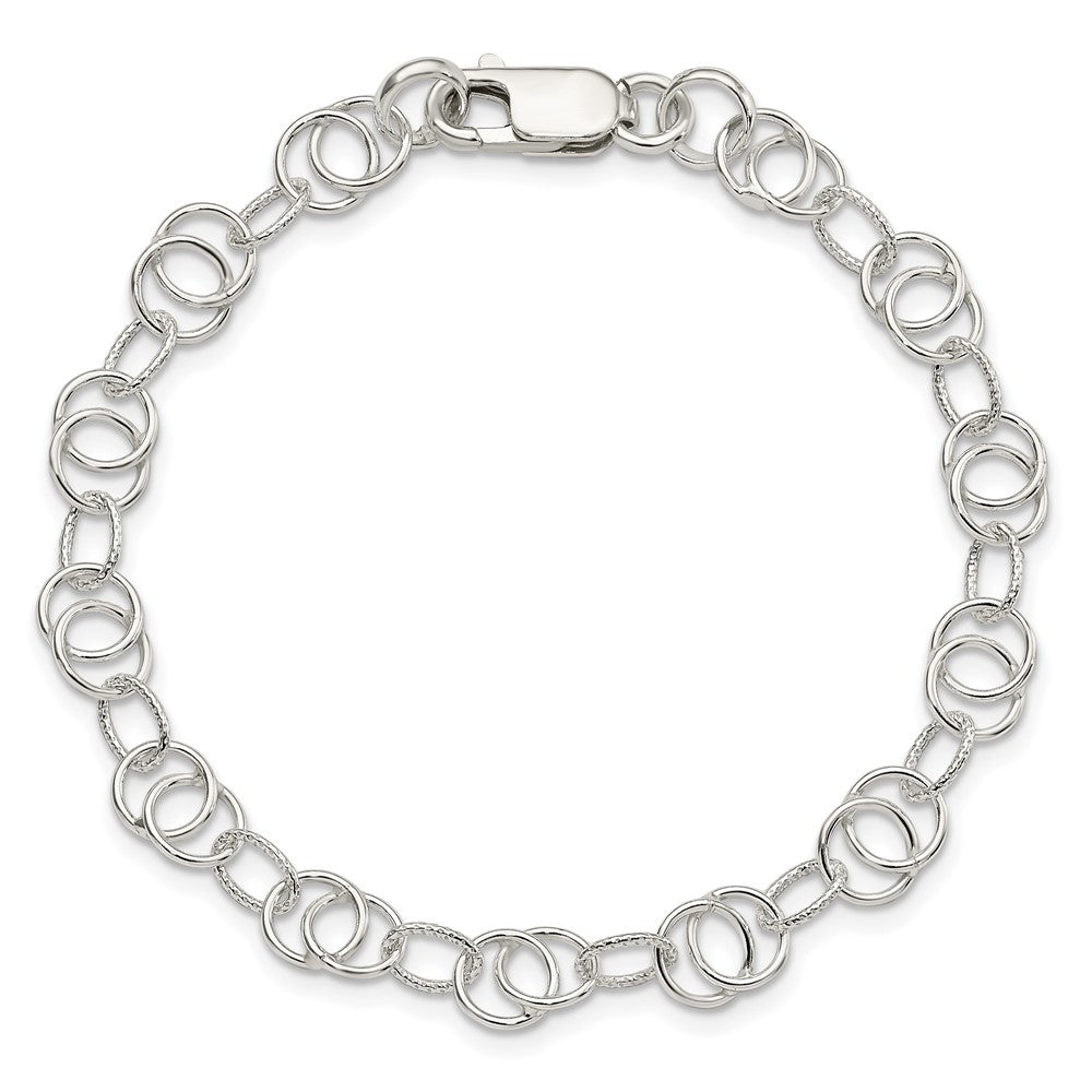7.5 Inch Sterling Silver Polished And Textured Fancy Bracelet