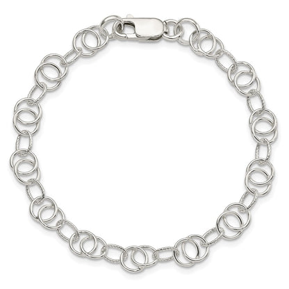 7.5 Inch Sterling Silver Polished And Textured Fancy Bracelet
