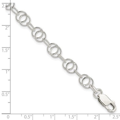 7.5 Inch Sterling Silver Polished And Textured Fancy Bracelet