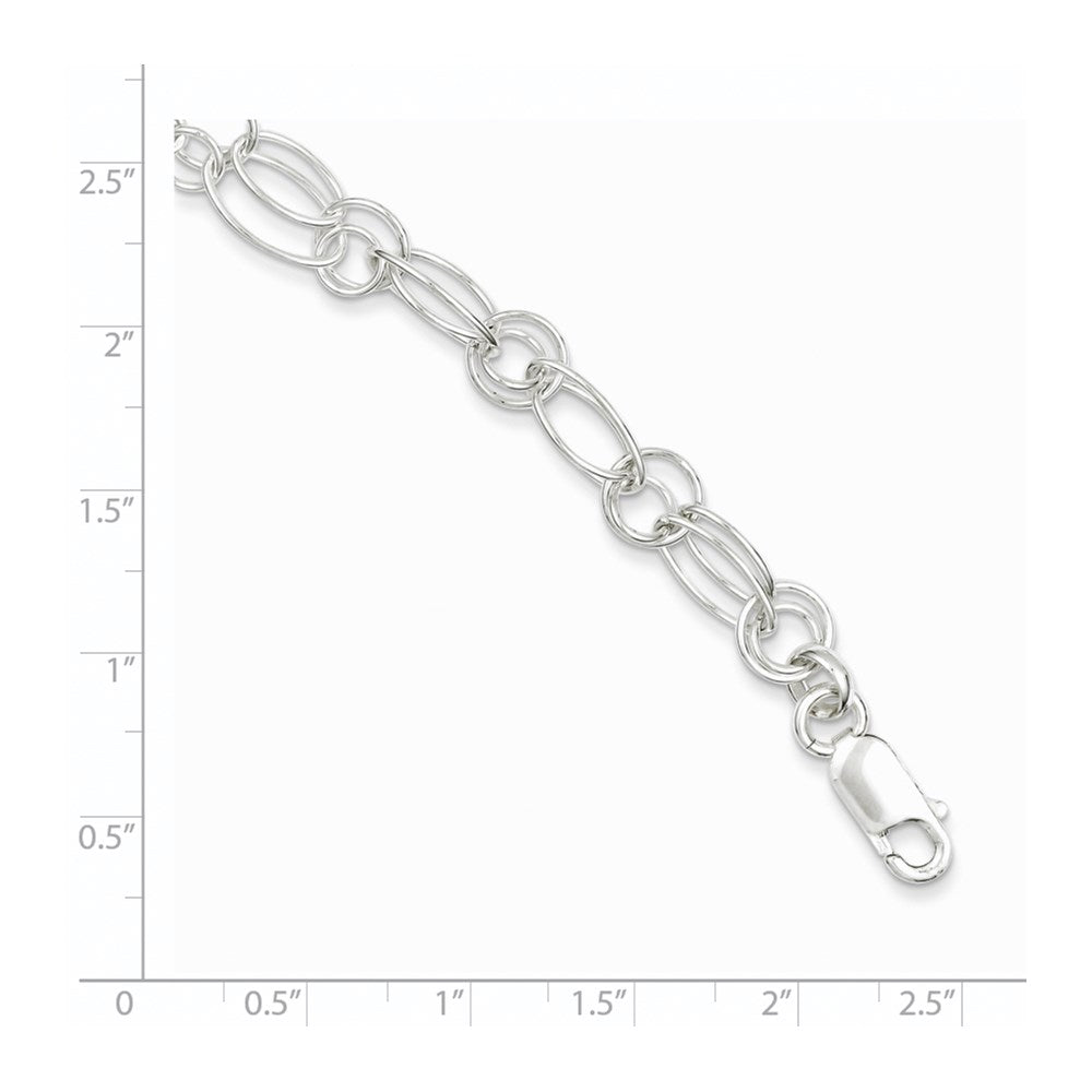 7.5 Inch Sterling Silver Polished Oval Link Bracelet