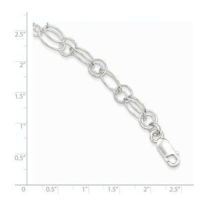 7.5 Inch Sterling Silver Polished Oval Link Bracelet