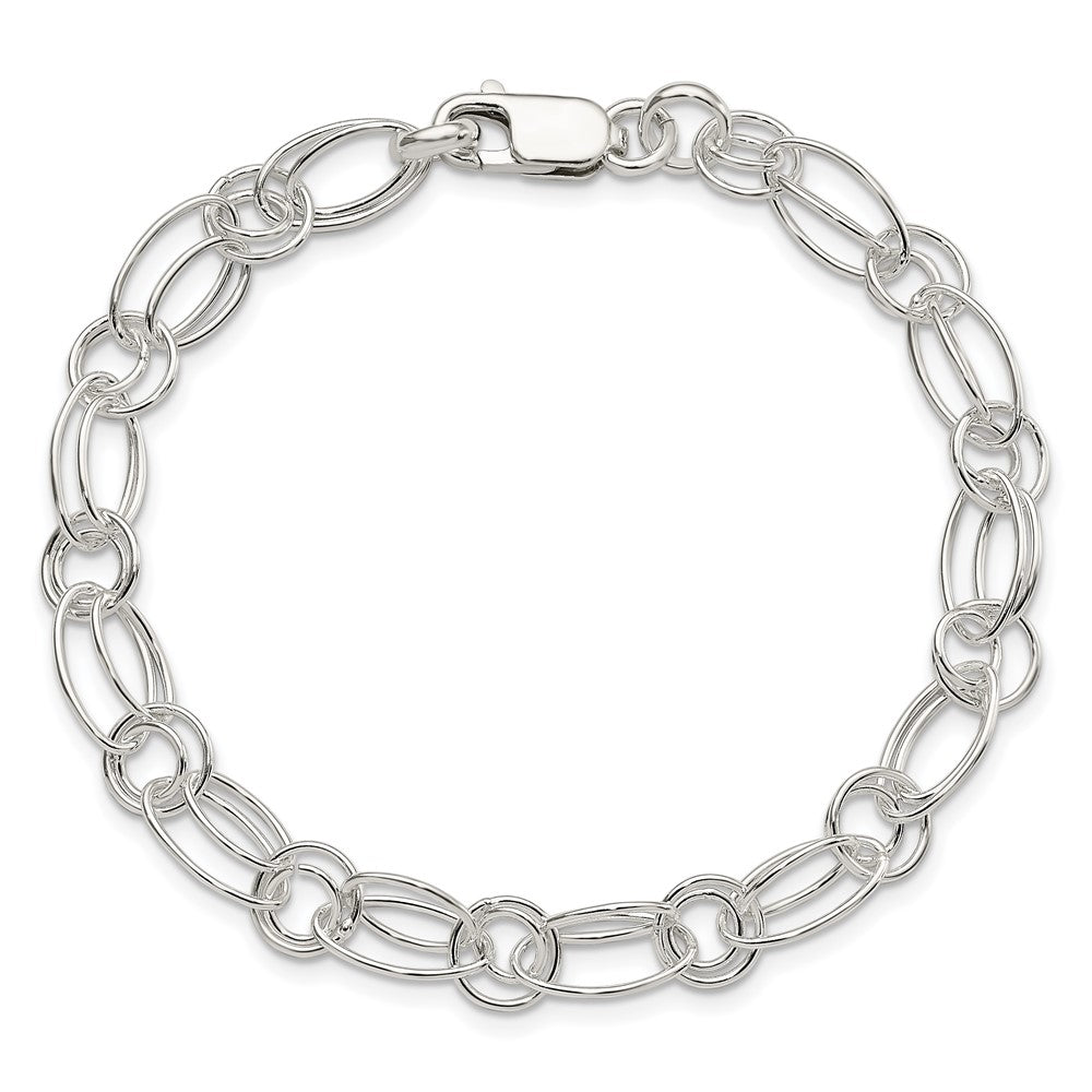 7.5 Inch Sterling Silver Polished Oval Link Bracelet