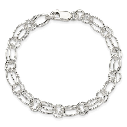 7.5 Inch Sterling Silver Polished Oval Link Bracelet