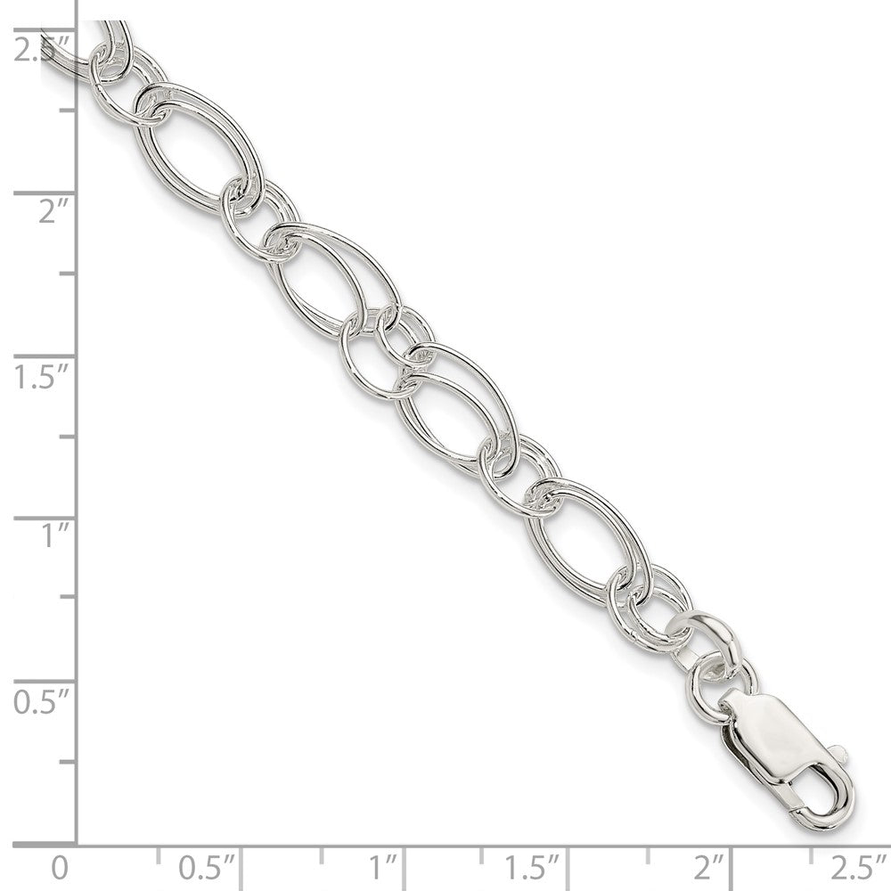 7.5 Inch Sterling Silver Polished Oval Link Bracelet