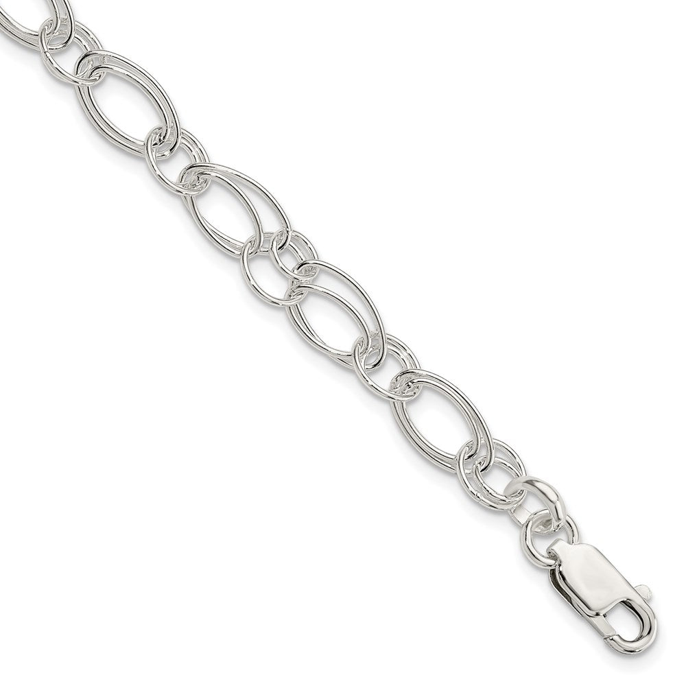 7.5 Inch Sterling Silver Polished Oval Link Bracelet