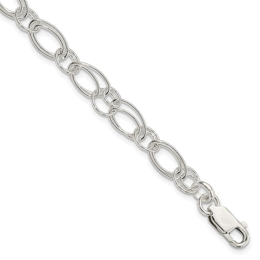 7.5 Inch Sterling Silver Polished Oval Link Bracelet