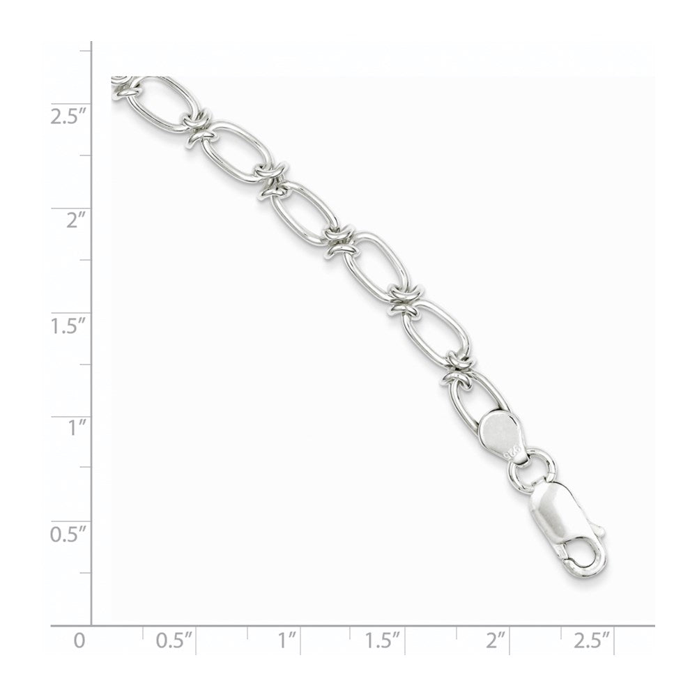 7.5 Inch Sterling Silver Polished Oval Link Bracelet