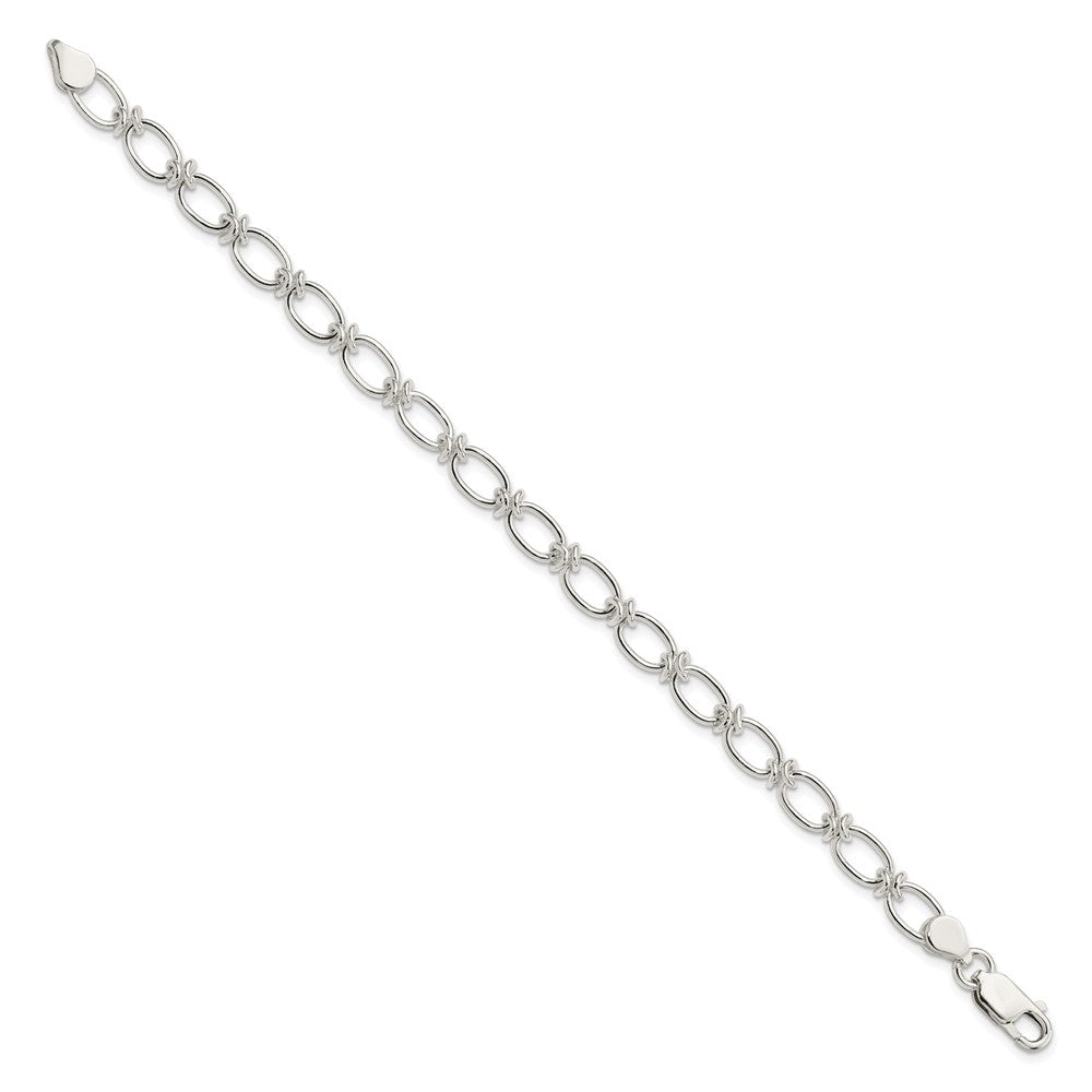 7.5 Inch Sterling Silver Polished Oval Link Bracelet