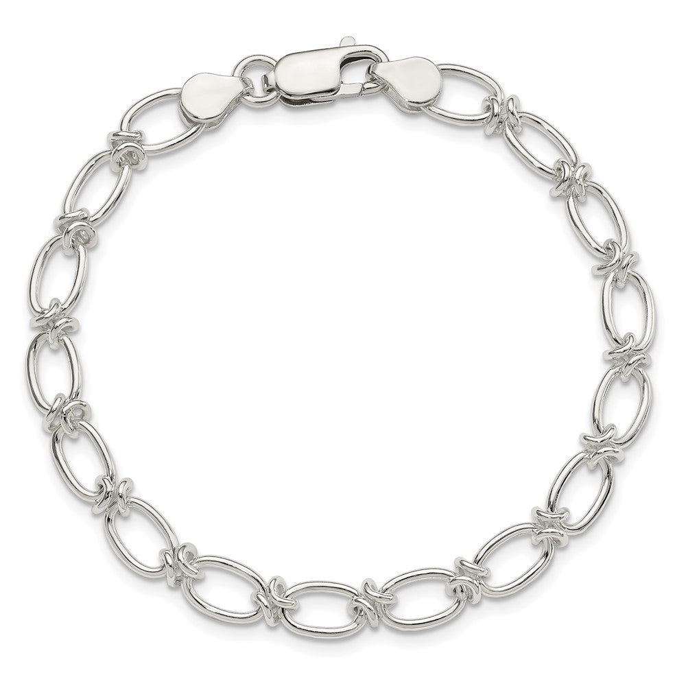 7.5 Inch Sterling Silver Polished Oval Link Bracelet